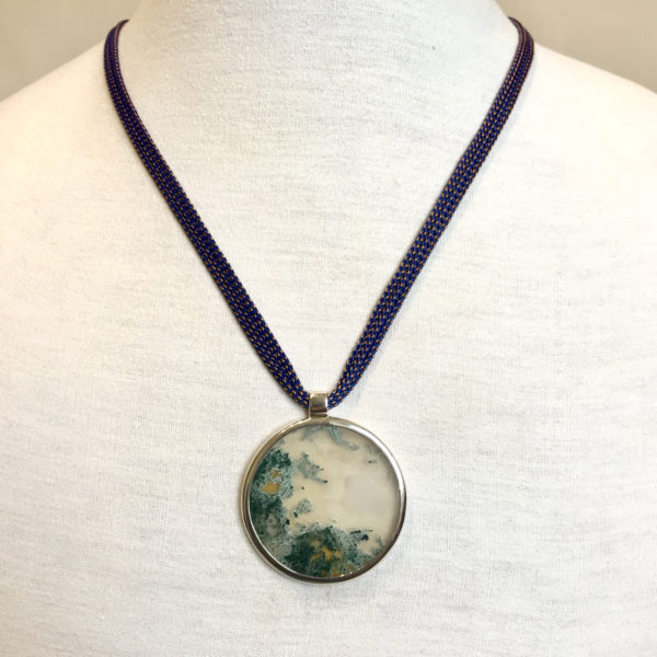 Pierre de Rêves, pendentifs argent premier titre (925/1000) et Agates mousses. – Image 3
