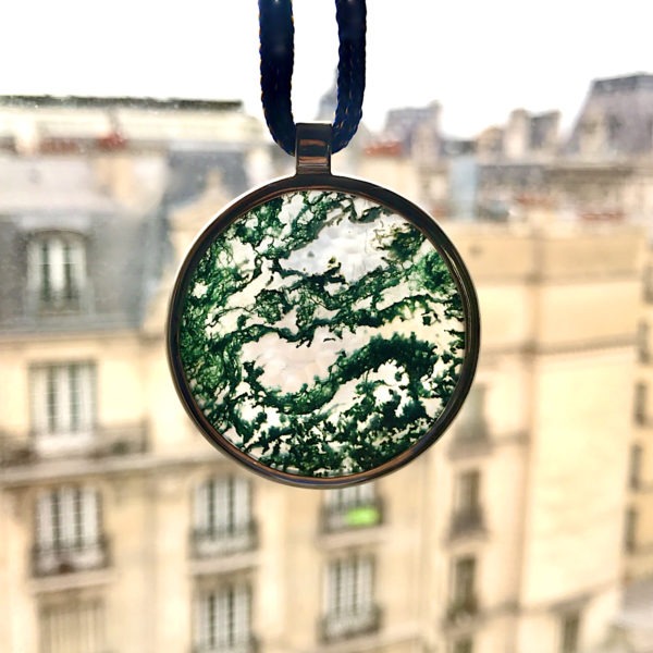 Pierre de Rêves, pendentifs argent premier titre (925/1000) et Agates mousses. – Image 2