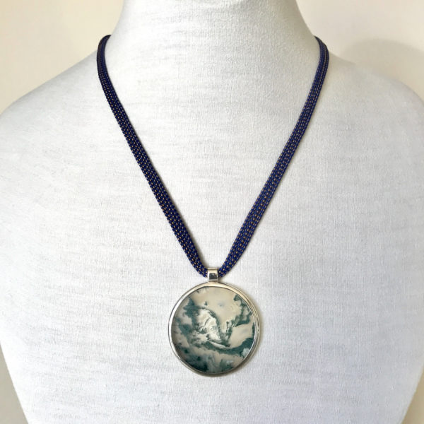 Pierre de Rêves, pendentifs argent premier titre (925/1000) et Agates mousses.