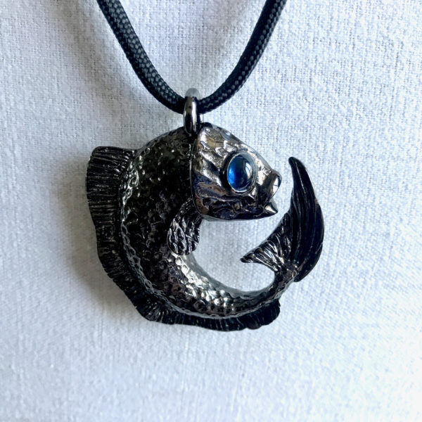 Collier pendentif poisson argent et saphir – Image 14