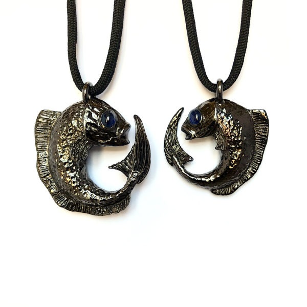 Collier pendentif poisson argent et saphir – Image 10