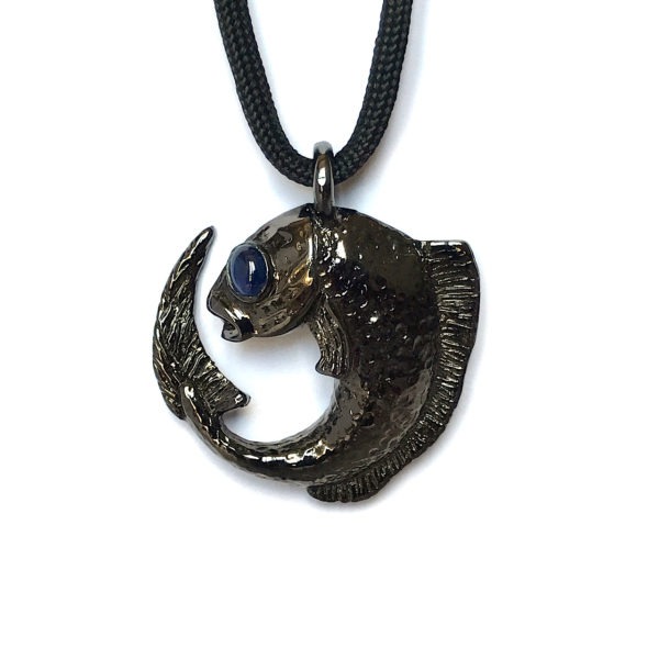 Collier pendentif poisson argent et saphir – Image 11