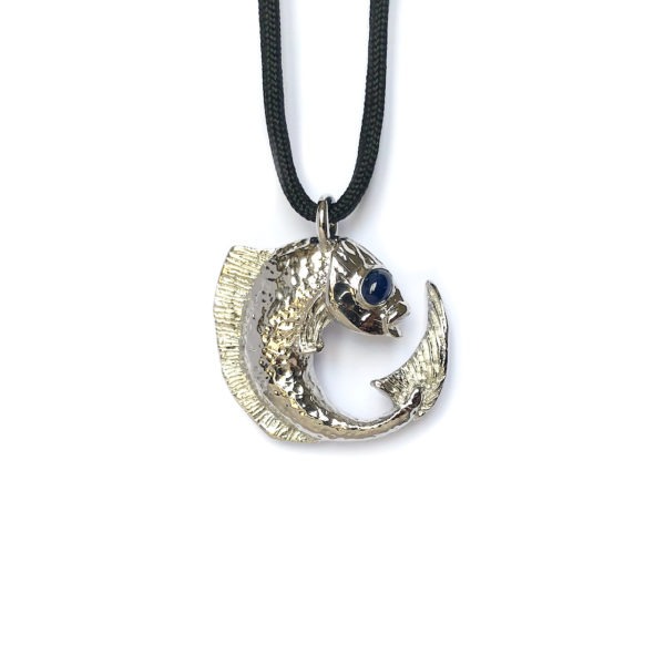 Collier pendentif poisson argent et saphir – Image 9