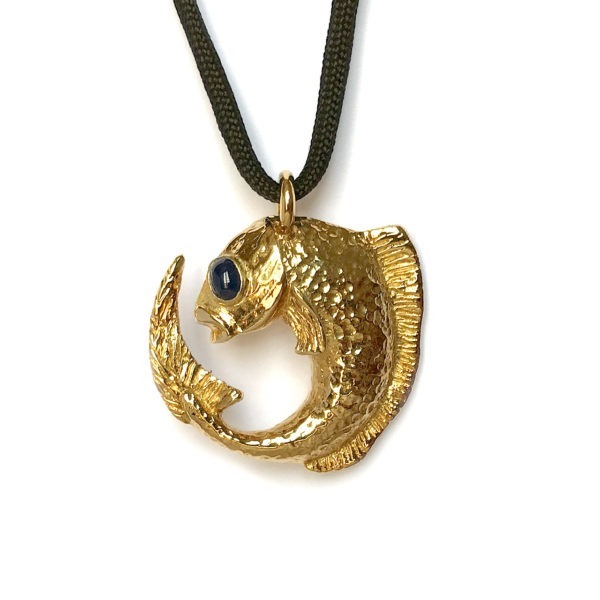 Collier pendentif poisson argent et saphir – Image 7